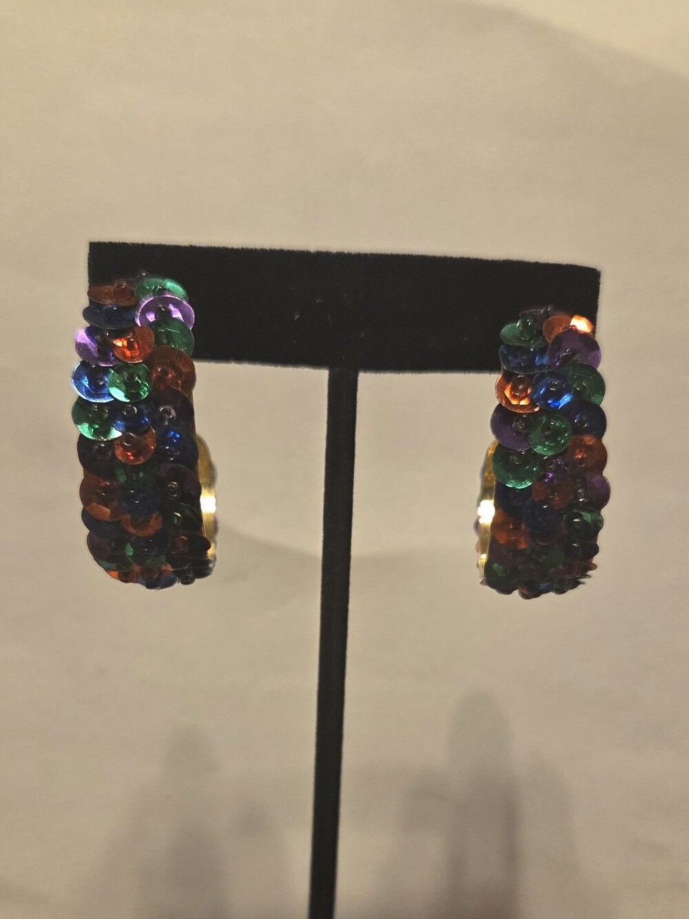 Vintage Colorful Sequin Hoop Earrings